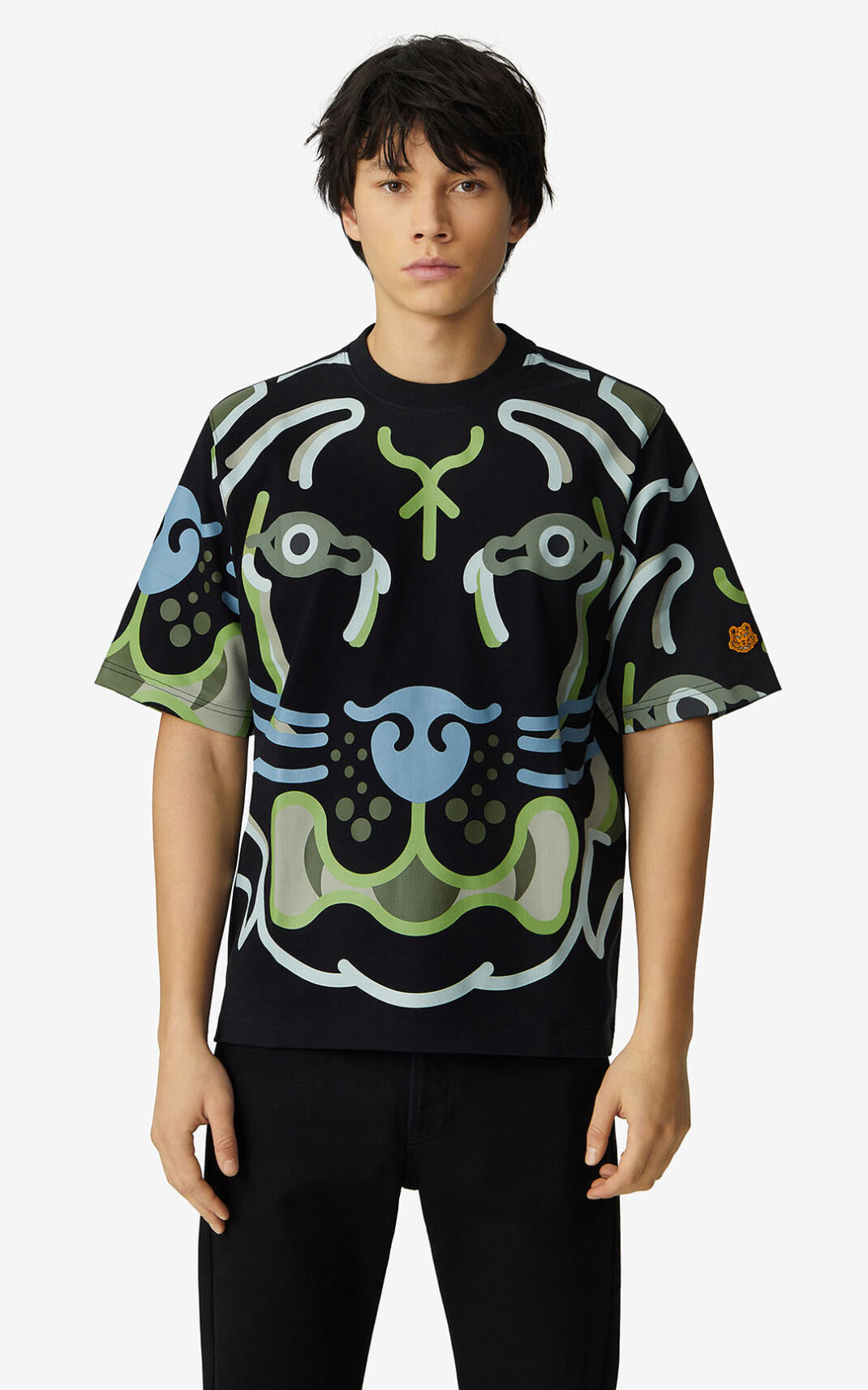 T Shirt Kenzo Homme K Tiger loose Noir PKMNE-1893